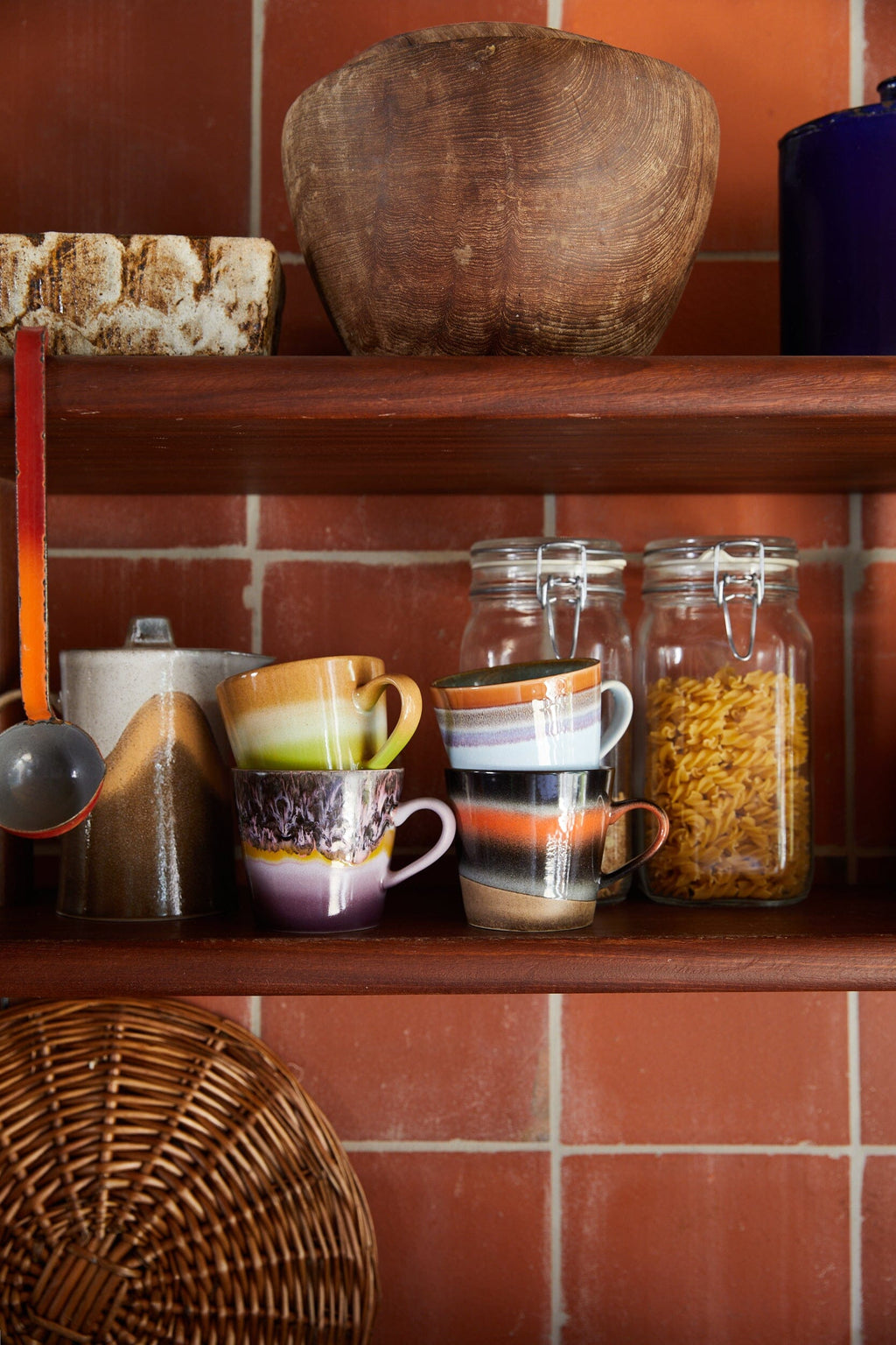 70's Ceramics Cappuccino Mugs | Solid | Set of 4 mugs HKliving 
