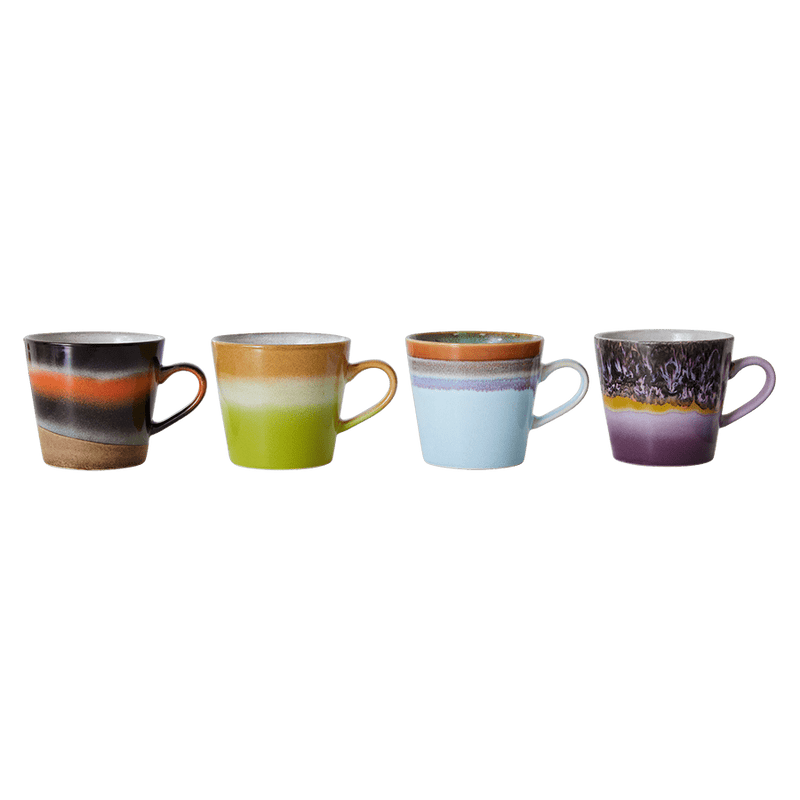70's Ceramics Cappuccino Mugs | Solid | Set of 4 mugs HKliving 