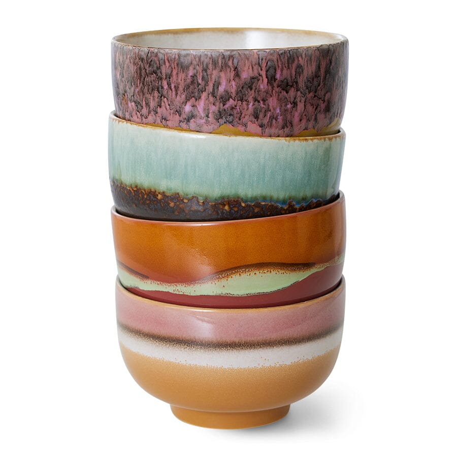 70’s Ceramics Noodle Bowls - Geyser - set of 4 Bowls HKliving 