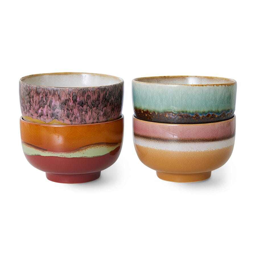 70’s Ceramics Noodle Bowls - Geyser - set of 4 Bowls HKliving 