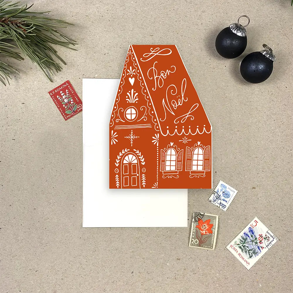 Christmas Card | Bon Noel Gingerbread House I Am Nomad 