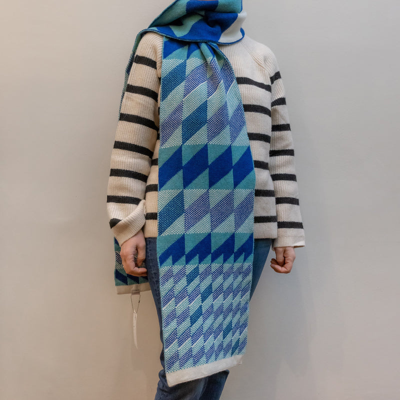 Aqua Geometric Scarf | Turquoise/Grey/Dearne Scarves Jessica Turnbull 