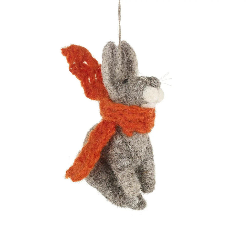 Biodegradable Decoration | Hanging Decoration Bunny with Orange Scarf CHRISTMAS Felt So Good 