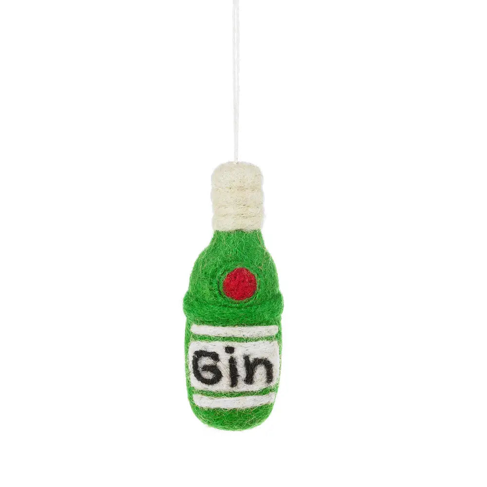 Biodegradable Hanging Decoration | Handmade Felt Bottle of Gin CHRISTMAS Felt So Good 