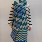 Cossack Geometric Blanket Scarf | Blue/Grey/Green Scarves Jessica Turnbull 