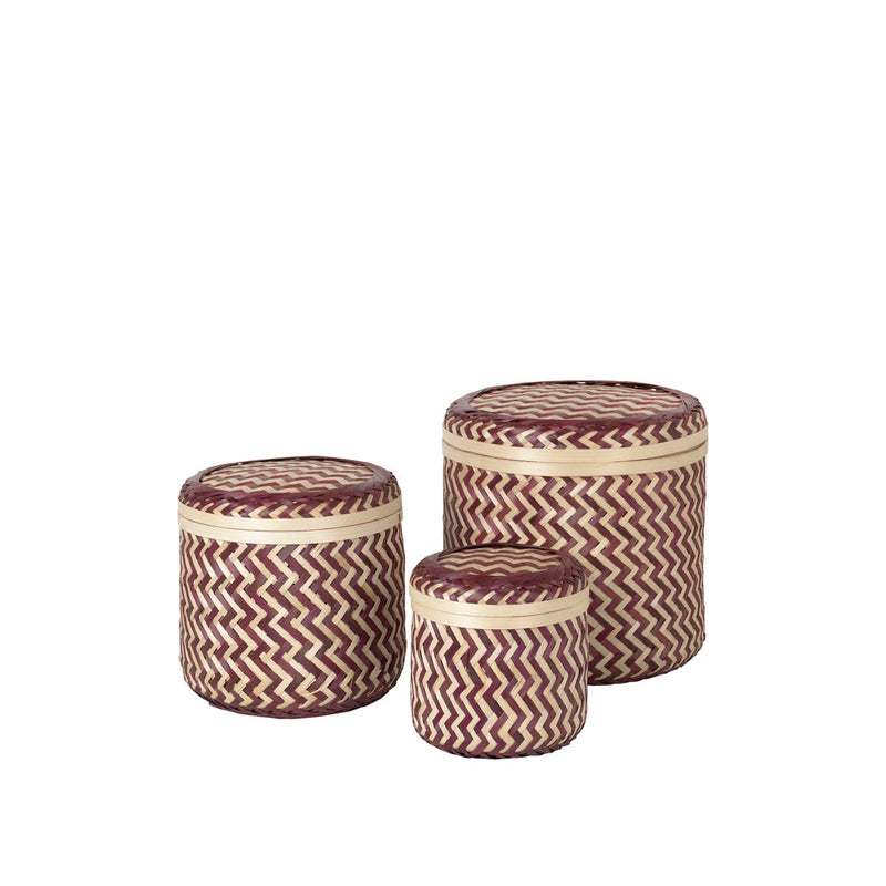 Kasia Bamboo Basket | Large | Red / Natural storage baskets BROSTE COPENHAGEN 
