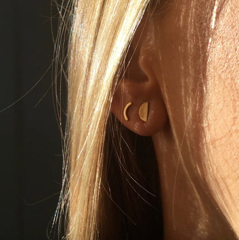 Mismatched Moon Studs in Gold jewellery Wild Nora 