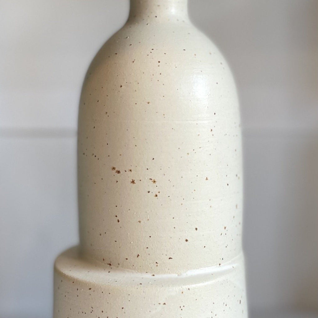 Off-Centre Bud Vase | White Speckle vase LAM CERAMICA VENEZIA 