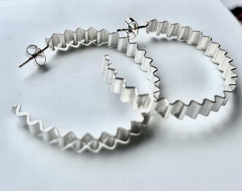Ondulée Hoop Earrings | Large | Recycled Sterling Silver Jewellery OLIVIA TAYLOR 