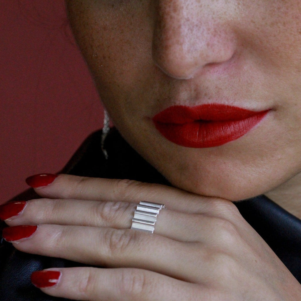 ONDULÉE RING - WIDE STERLING SILVER - BY OLIVIA TAYLOR Jewellery OLIVIA TAYLOR 