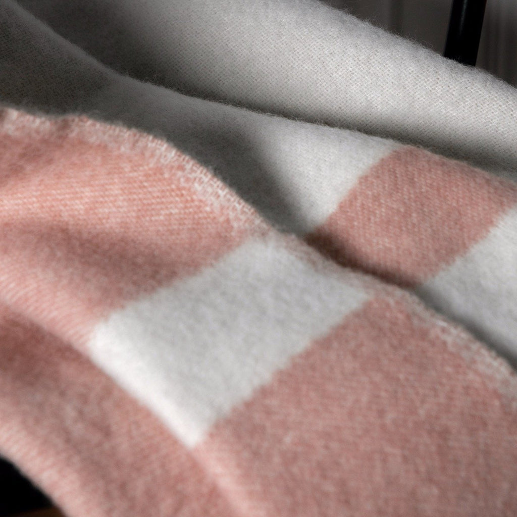 PURE NEW WOOL THROW - "RIVER" - DUSKY PINK / CREAM - BY FORESTRY WOOL throw FORESTRY WOOL 