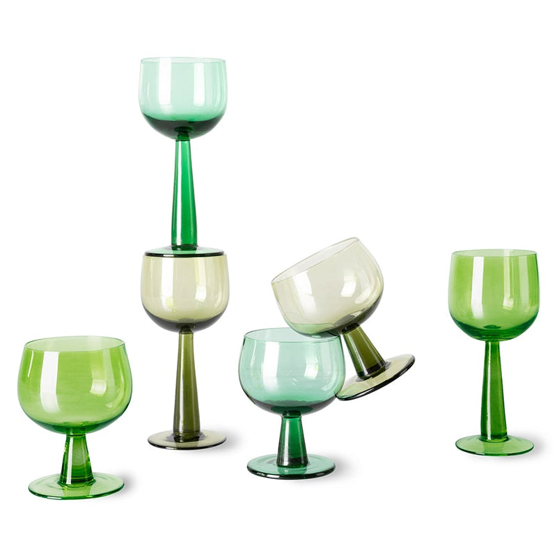 Wine Glass Low | Lime Green | Set of 4 glass HK LIVING 