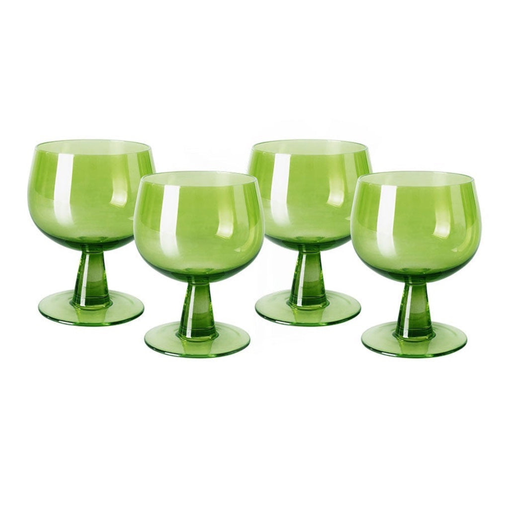 Wine Glass Low | Lime Green | Set of 4 glass HK LIVING 